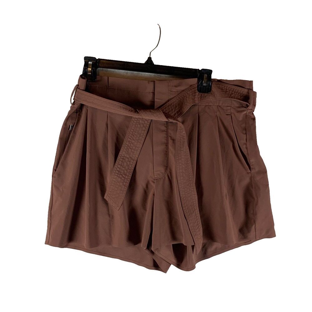 Athleta Women's Tie Belt Stretch Pockets Casual Skyline Shorts II Mauve Size 14